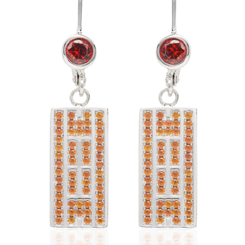 Tennis Court  Earrings w/CZ, Leverback (5 Colors) - studio-margaret