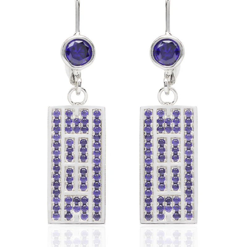 Tennis Court  Earrings w/CZ, Leverback (5 Colors) - studio-margaret