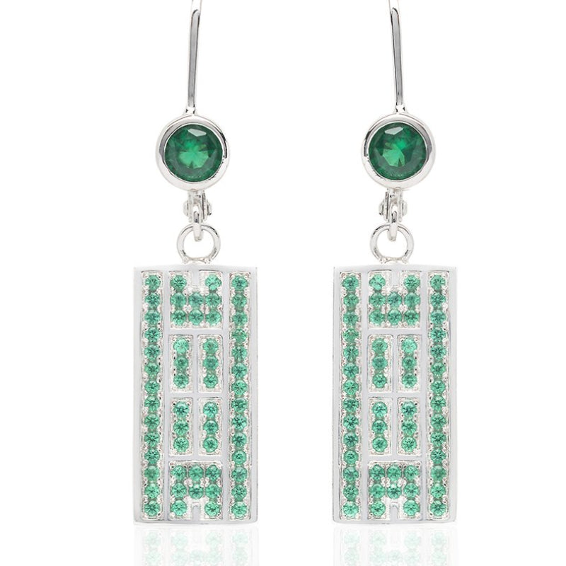 Tennis Court  Earrings w/CZ, Leverback (5 Colors) - studio-margaret