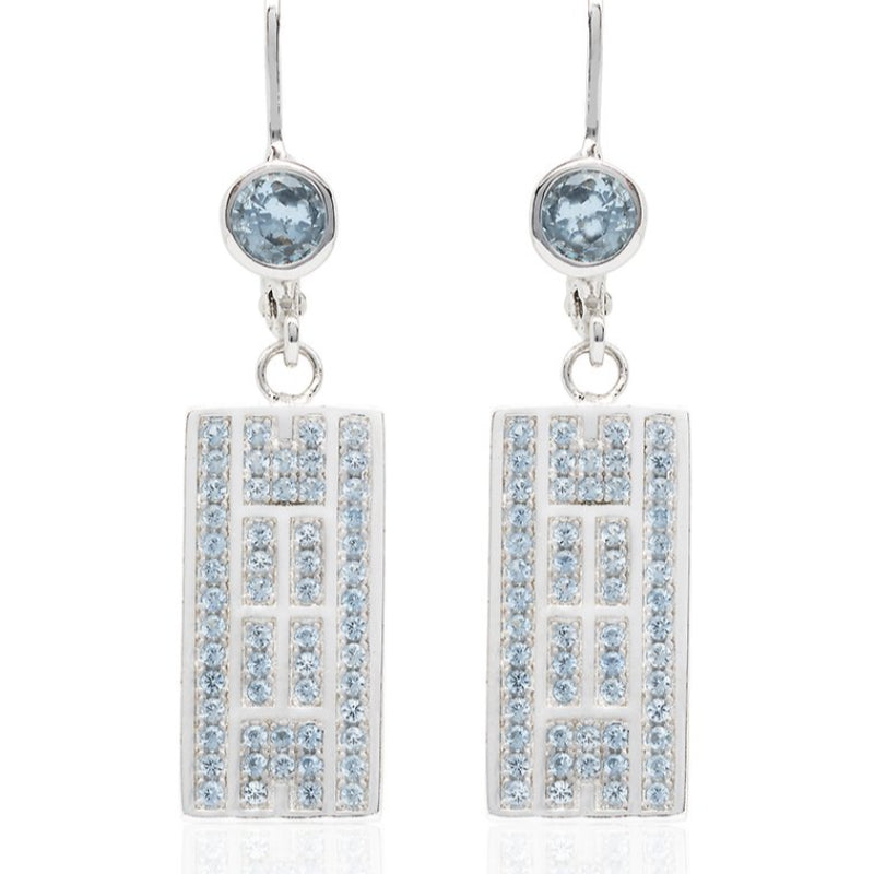 Tennis Court  Earrings w/CZ, Leverback (5 Colors) - studio-margaret