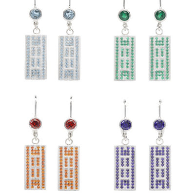 Tennis Court  Earrings w/CZ, Leverback (5 Colors) - studio-margaret
